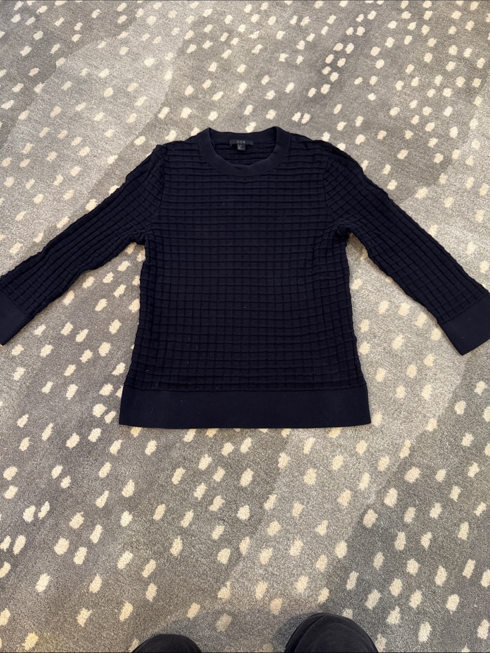 COS Black Textured Crewneck Sweater